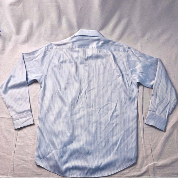 Giorgio Armani Mens Dress Shirt Blue Pinstripe Size 17 33-34 Luxury Button Down - Picture 4 of 9